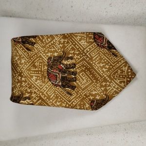Vintage Rare Nautica Gold Brown Elphant Silk Dress Necktie Made in Italy